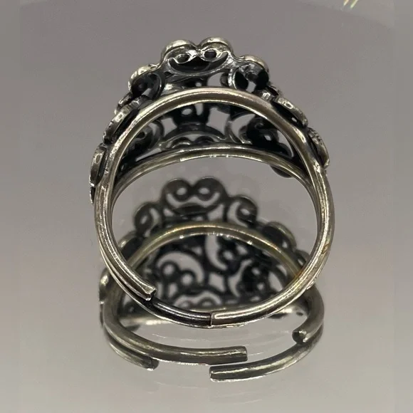 3 for $30 Beautiful Silver Tone Filigree Ring Size 8 - Picture 3 of 10